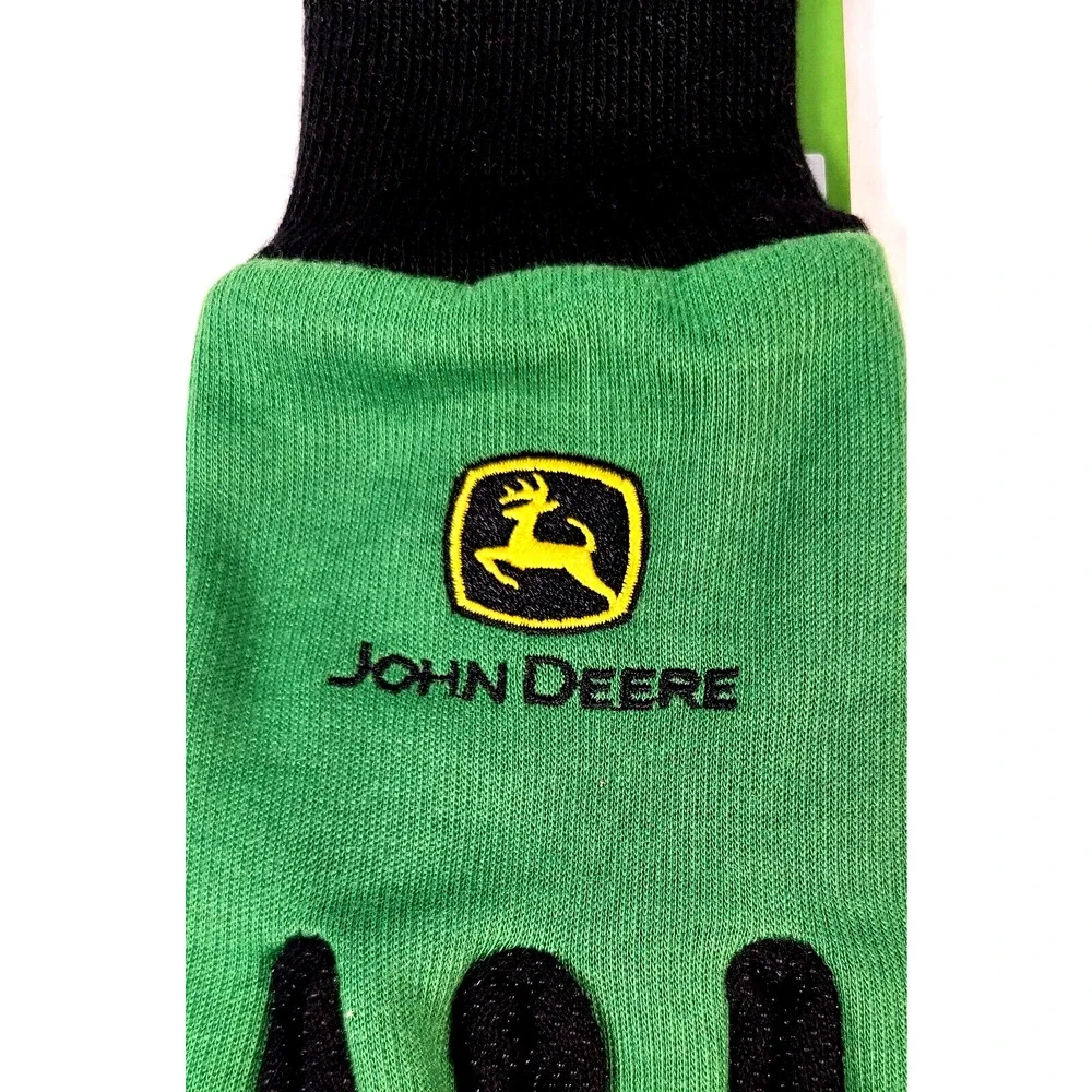 3 Pair John Deere Light Duty Cotton Grip Youth Chore Gardening Gloves Dot Palm